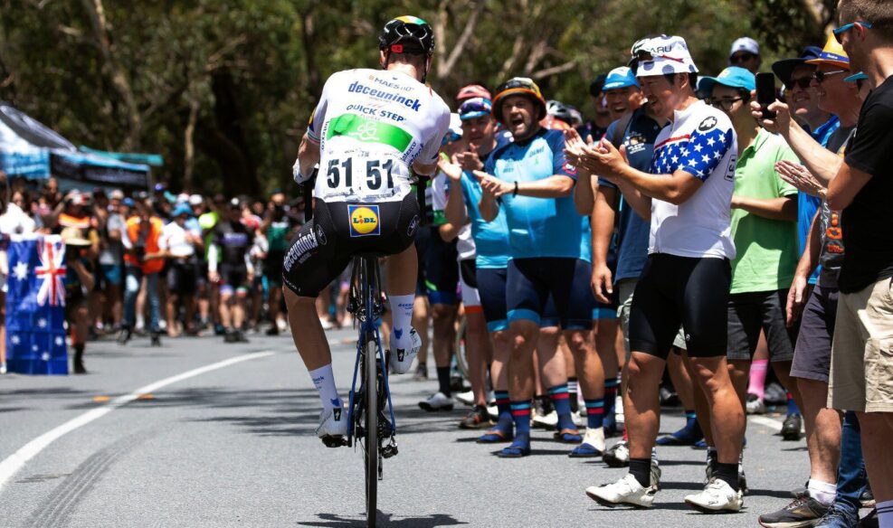 Sam Bennett, victorieux à deux reprises en 2020, en wheeling. Photo : Santos Tour Down Under / Getty Images
